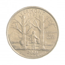 Quarter Dollar 2001 P SOB Vermont