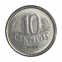 Moeda V-448 10 Centavos 1996 SOB  Aço Inoxidável Ø22mm 3,6gr.