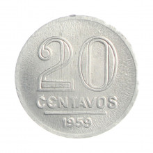 Moeda V-266 20 Centavos 1959 FC Alumínio Ø19mm 1,4gr.