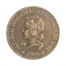 Moeda P-689 1000 Réis 1909 MBC Prata 900 Ø26mm 10gr.
