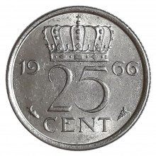 Km#183 25 Cents 1966 MBC+ Holanda Europa