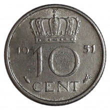 Km#182 10 Cents 1951 MBC Holanda Europa