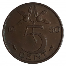 Km#181 5 Cents 1950 MBC Holanda Europa