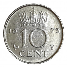 Km#182 10 Cents 1973 SOB Holanda Europa