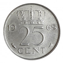 Km#183 25 Cents 1968 SOB Holanda Europa