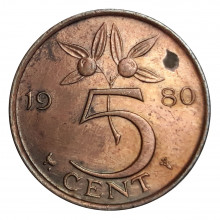 Km#181 5 Cents 1980 MBC Holanda Europa