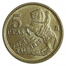 KM#981 5 Pesetas 1997 MBC+ Espanha Europa Ilhas Baleares