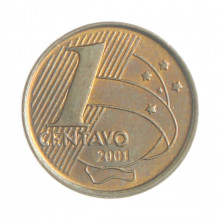 Moeda V-460 1 Centavo 2001 MBC/SOB Aço R Cobre Ø17mm 2,4gr.