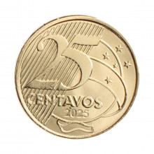 Moeda 25 Centavos 2025 FC Aço Revestido de Bronze Ø25mm 7,5gr.