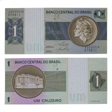 Cédula C-129a 1 Cruzeiro 1970 Série 00005 *A C/ Furos MBC