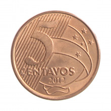Moeda V-478 5 Centavos 2012 SOB Aço R Cobre Ø22mm 4,1gr.*