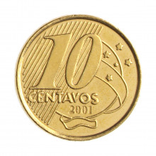 Moeda V-494 10 Centavos 2001 SOB Aço R Bronze Ø20mm 4,8gr.