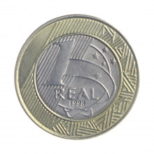 Moeda V-571 1 Real 1998 MBC/SOB Bimetálico Ø27mm 7,8gr.