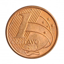 Moeda V-462 1 Centavo 2003 SOB/FC Aço R Cobre Ø17mm 2,4gr.