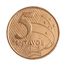 Moeda V-472 5 Centavos 2006 MBC+ Aço R Cobre Ø22mm 4,1gr.