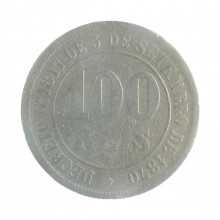 Moeda V-011 100 Réis 1881 UTG  Cupro Níquel Ø27mm 10gr.