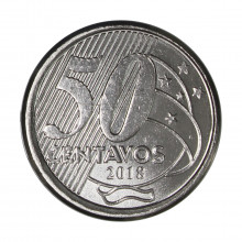 Moeda V-563 50 Centavos 2018 FC Aço Inoxidável Ø23mm 7,8gr.*