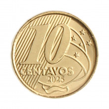 Moeda 10 Centavos 2025 FC Aço Revestido de Bronze Ø20mm 4,8gr.