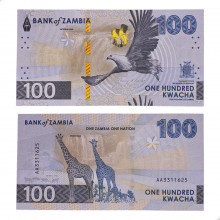 Cédula P#W65 100 Kwacha 2024 Zâmbia África FE