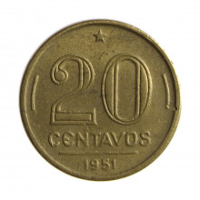 Moeda V-209 20 Centavos 1951 MBC+ Bronze Alumínio Ø19mm 4gr.