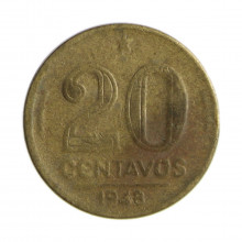 Moeda V-190 20 Centavos 1948 BC Bronze Alumínio Ø19mm 4gr.