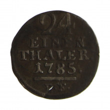 Moeda KM#525 1⁄24 Thaler 1785 D.F MBC Estados Alemães Europa Hesse Cassel Bilhão Ø19mm 1,93gr.
