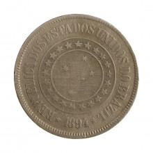 Moeda V-047 200 Réis 1894 MBC Cupro Níquel Ø32mm 15gr.