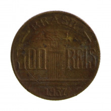 Moeda V-154 500 Réis 1937  BC  Feijó Bronze Alumínio  Ø22,5mm 5gr.