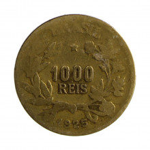 Moeda V-129 1000 Réis 1925 BC/MBC Bronze Alumínio Ø27mm 8gr.