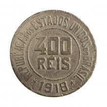 Moeda V-108 400 Réis 1918 BC/MBC Cupro Níquel Ø30mm 12gr.*