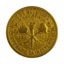 Moeda V-122 500 Réis 1922 MBC C/Sinais de Limpeza Bronze Alumínio Ø22,5mm 4gr.