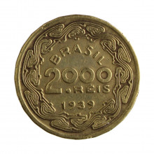 Moeda V-177 2000 Réis 1939 MBC C/Sinais de Limpeza Floriano Peixoto Bronze Alumínio Ø26,5mm 9gr.