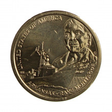 Moeda KM#813 1 Dollar Inovação Arkansas 2025 D FC USA América Cobre Revestido de Latão Manganês Ø26,49mm 8,1gr.