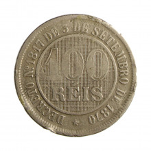 Moeda V-030 100 Réis 1888 MBC C/ Marca de Verniz Cupro Níquel Ø27mm 10gr.*