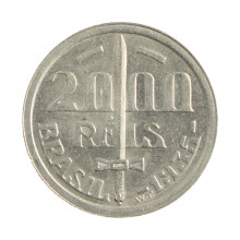 Moeda P-720 2000 Réis 1935 MBC/SOB Duque de Caxias Prata 500 Ø26mm 8gr.