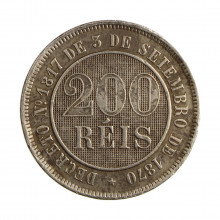 Moeda V-033 200 Réis 1887 MBC+ Cupro Níquel Ø32mm 15gr.