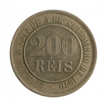Moeda V-033 200 Réis 1887 MBC+ Cupro Níquel Ø32mm 15gr.
