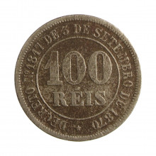 Moeda V-015 100 Réis 1885 BC  Cupro Níquel Ø27mm 10gr.