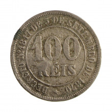 Moeda V-012A 100 Réis 1882 UTG Cupro Níquel Ø27mm 10gr.