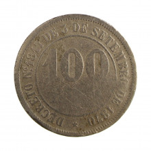Moeda V-011 100 Réis 1881 BC  Cupro Níquel Ø27mm 10gr.
