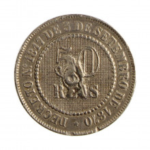 Moeda V-025 50 Réis 1886 BC Tentativa de Furo Cupro Níquel Ø22mm 7gr.*