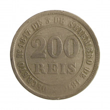 Moeda V-022 200 Réis 1880 MBC Cupro Níquel Ø32mm 15gr.