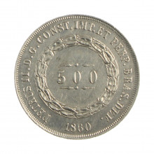 Moeda P-593 500 Réis 1860 MBC+  Prata 917 Ø25,5mm 6,37gr.