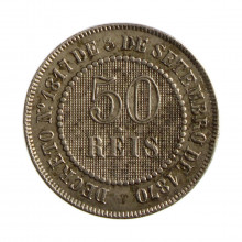 Moeda V-025 50 Réis 1886 MBC Cupro Níquel Ø22mm 7gr.
