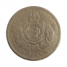 Moeda V-024 200 Réis 1884 BC/MBC C/Sinais de Verniz Cupro Níquel Ø32mm 15gr.