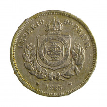 Moeda V-015 100 Réis 1885 MBC C/Sinais de Verniz Cupro Níquel Ø27mm 10gr.