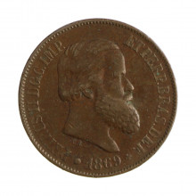 Moeda B-788 20 Réis 1869 MBC C/Ponto Bronze Ø25mm 7gr.
