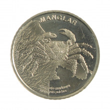 Moeda KM#New 50 Colones 2023 FC Costa Rica América Caranguejo Marinho Latão Revestido de Níquel Ø24,5mm 5,54gr.