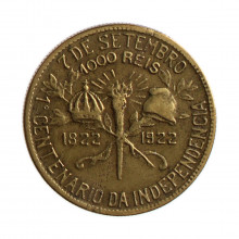 Moeda V-123a 1000 Réis 1922 MBC+ Centenário da Independência do Brasil - BBASIL Bronze Alumínio Ø26,7mm 8gr.*