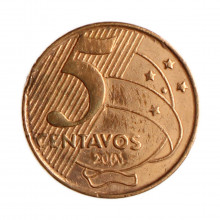 Moeda V-466 5 Centavos 2000 BC/MBC Aço R Cobre Ø22mm 4,1gr.